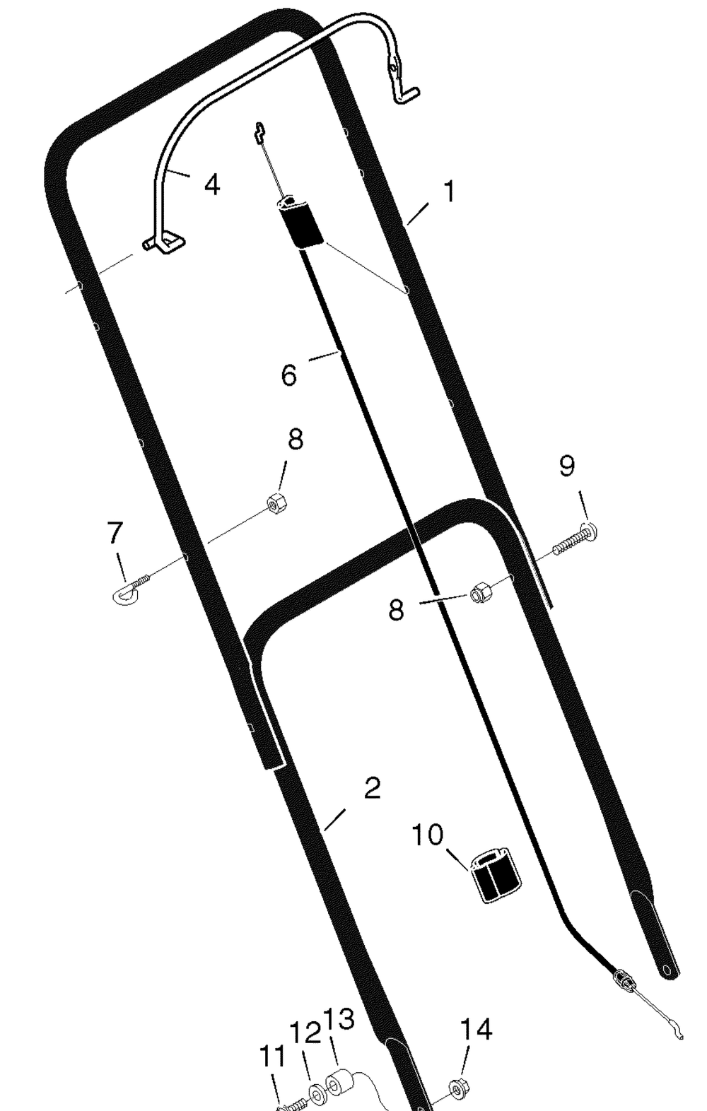 Handle Assembly Diagram and Parts List for 201030X24A 2005 Briggs and Stratton Lawn Mower